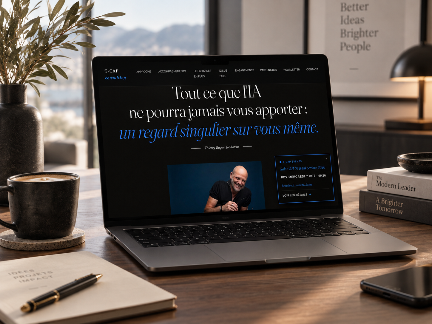 Site de T-CAP Consulting présenté sur un ordinateur portable